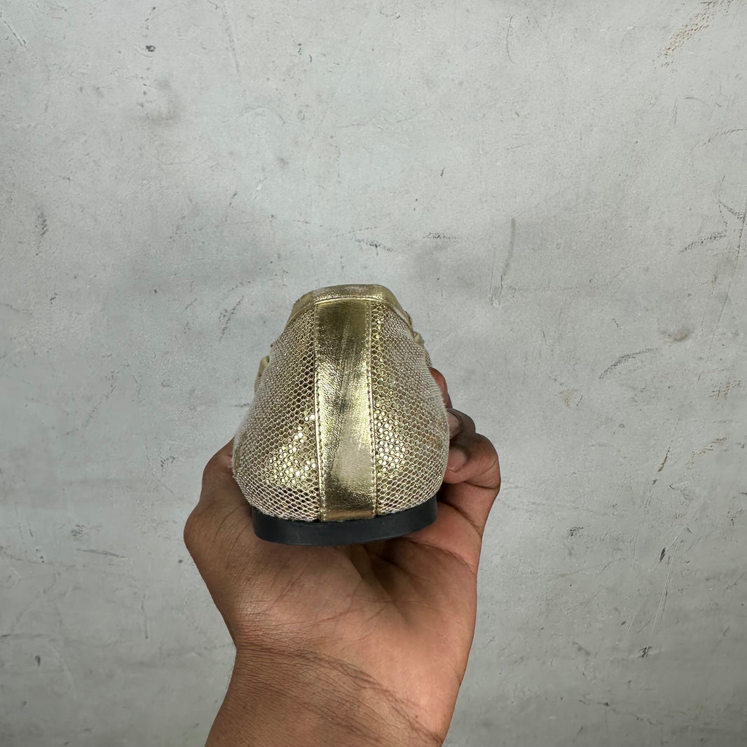 Balenciaga Gold Distressed Ballet Flat
