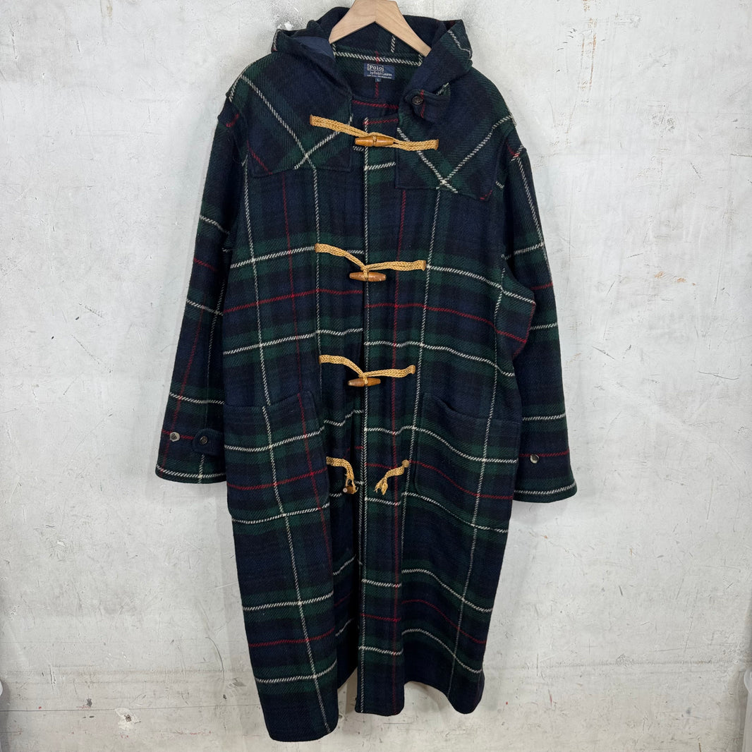 Ralph Lauren Wool Plaid Long Clasped Coat