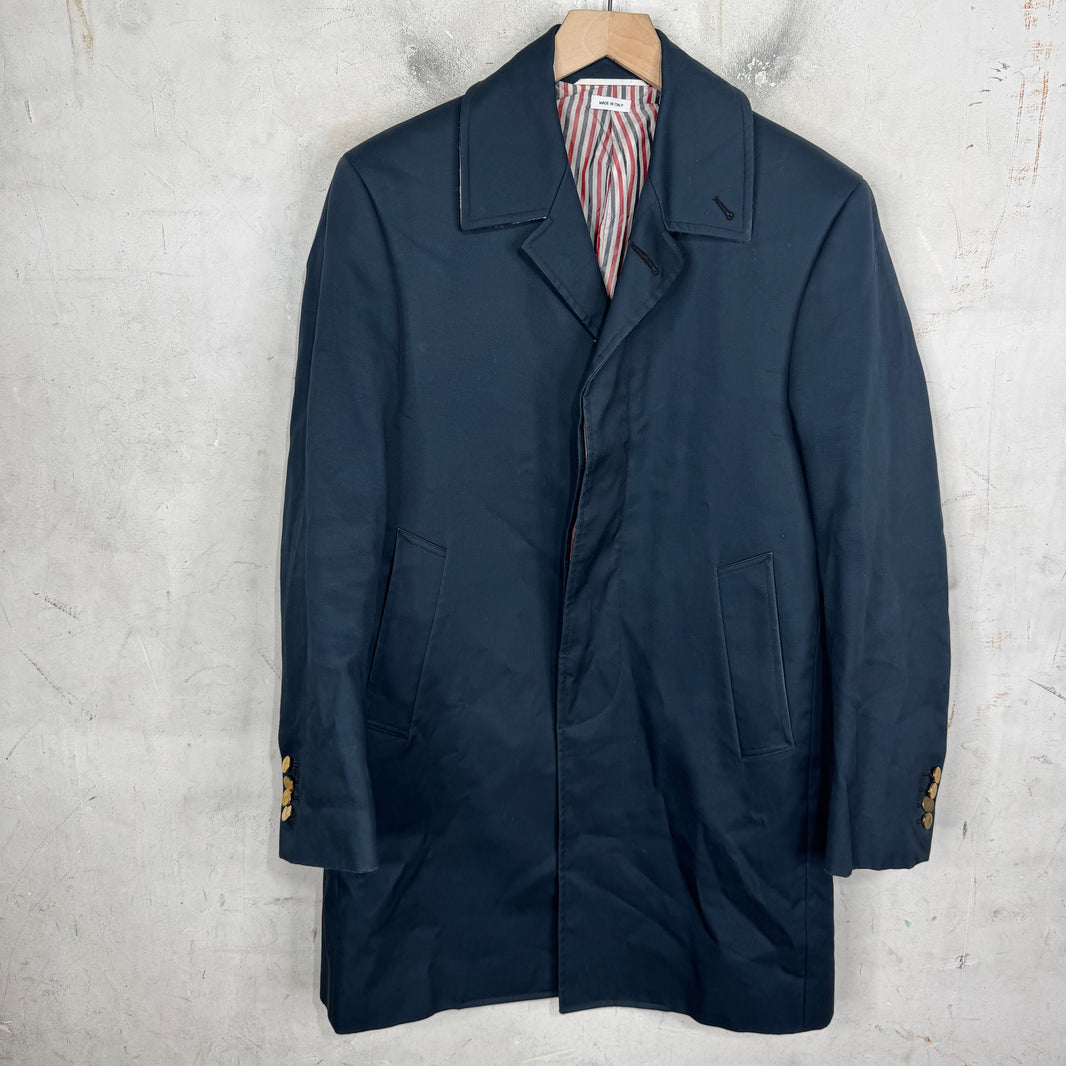 Thom Browne Heavy Nylon Gold Hardware Long Coat