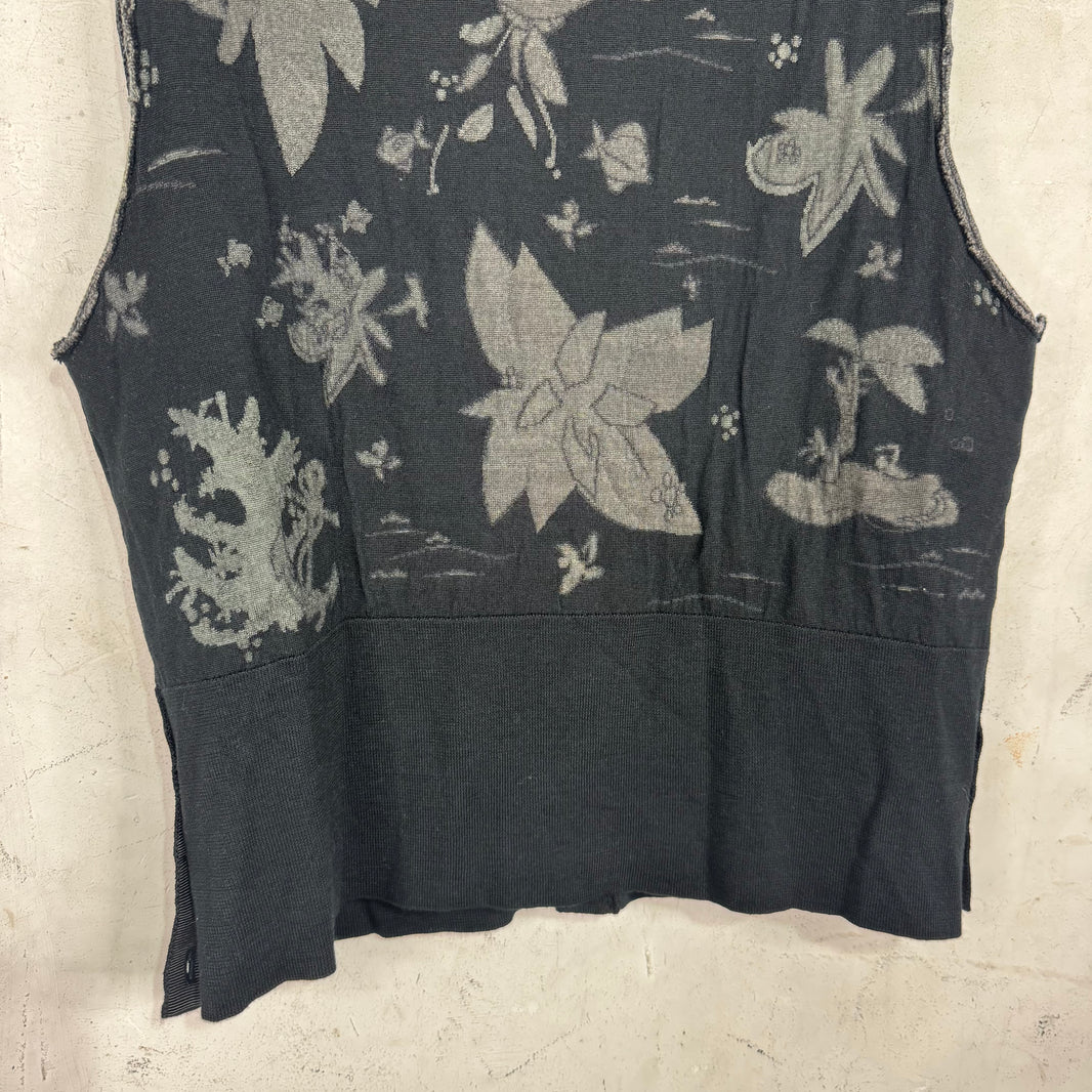 Thom Browne Cutoff Patterned Black Sweater Vest