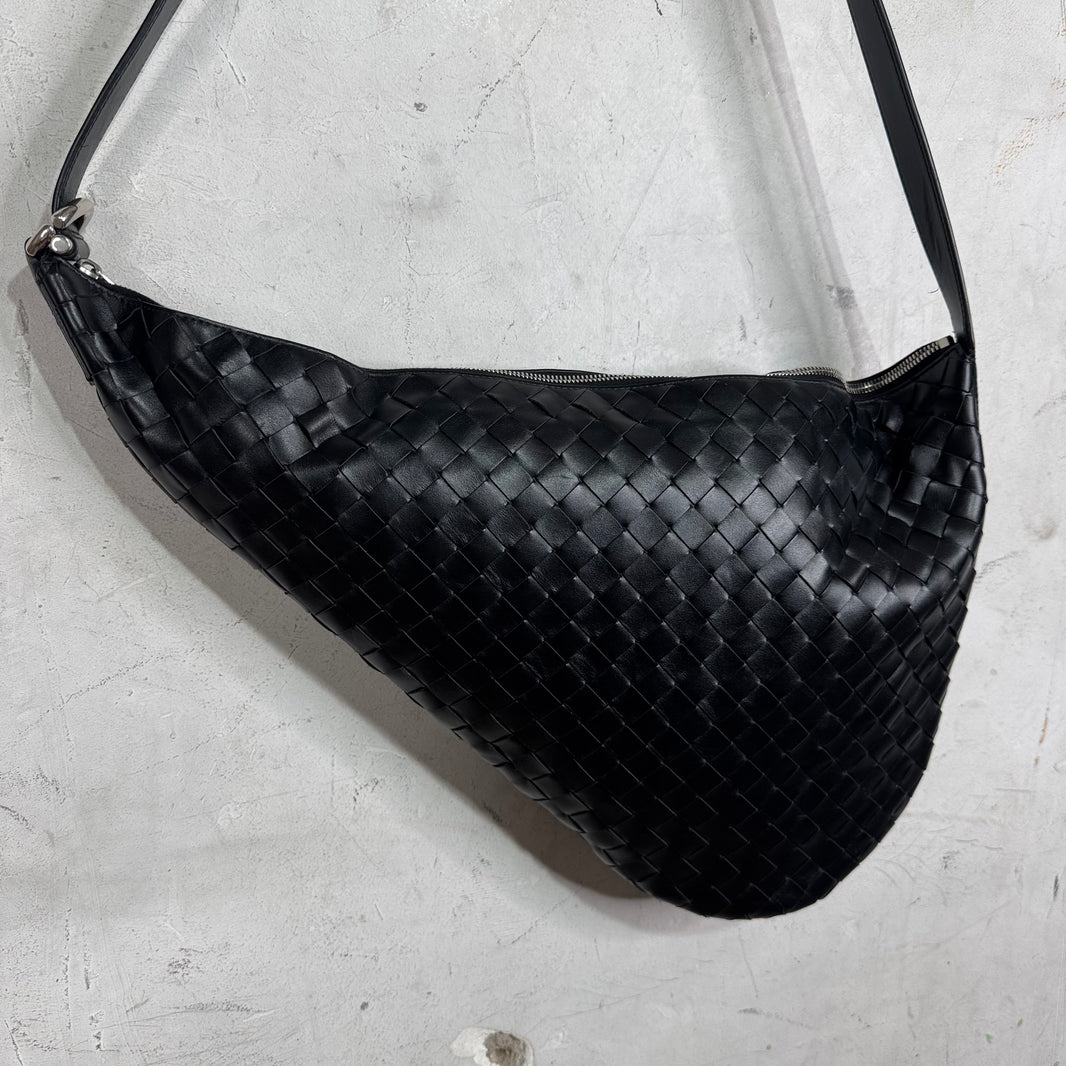 Bottega Veneta Intrecciato Woven Leather Virgule Bag