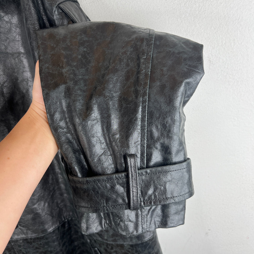 424 Paper Leather Trench Coat