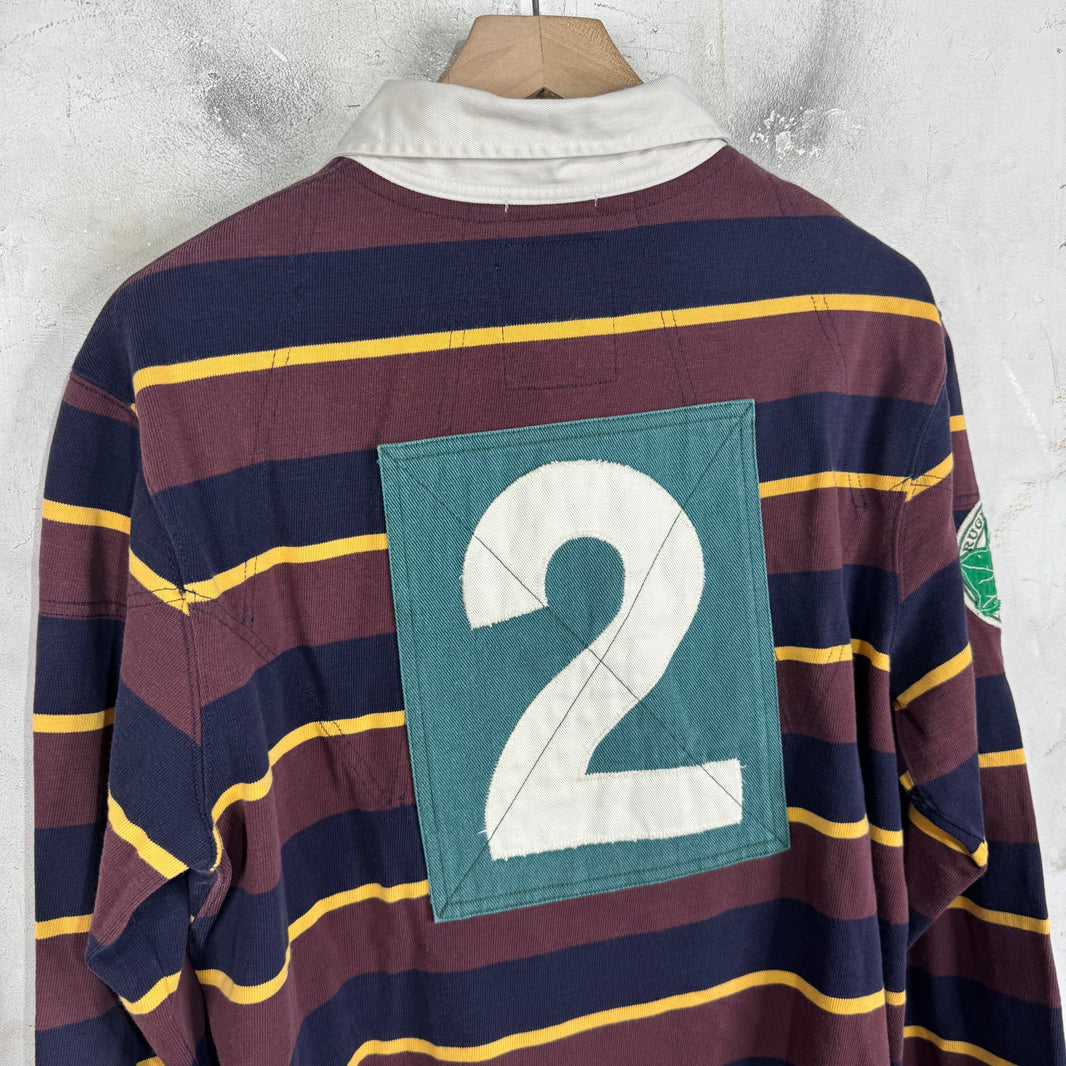 Ralph Lauren Rugby Brown Striped Crest #2 L/S Polo