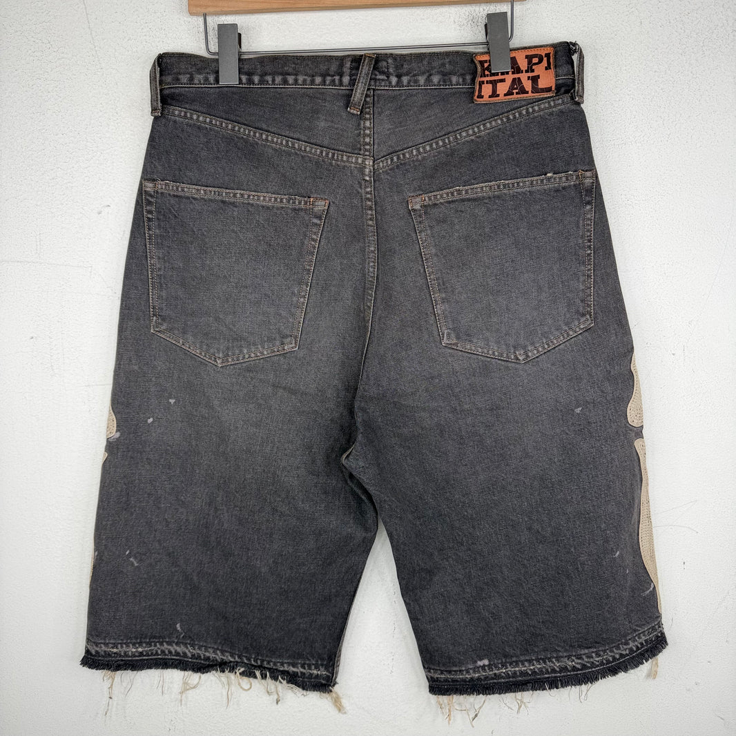 Kapital Black Bone Denim Shorts