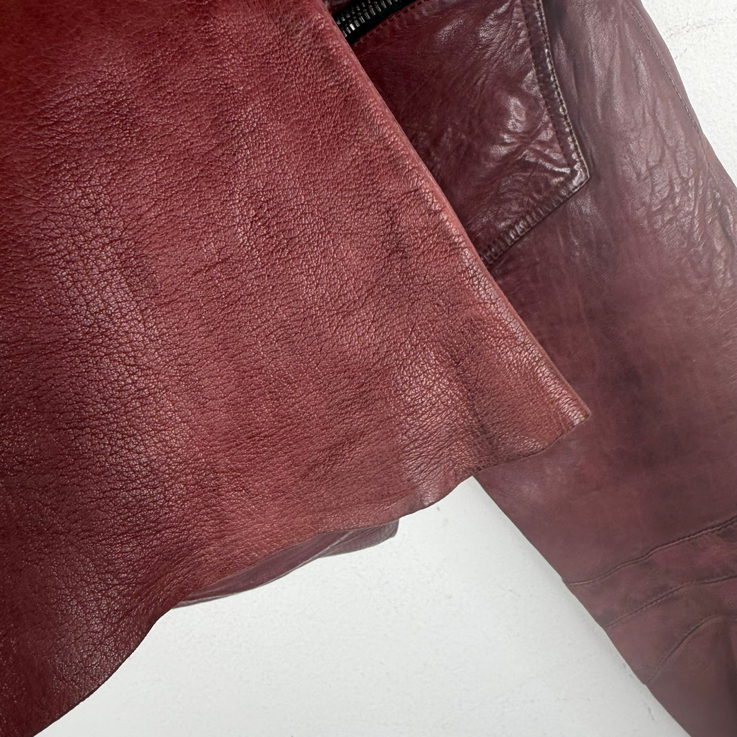 Balmain Rust Leather BIker Trousers