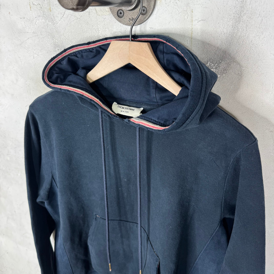 Thom Browne Navy Distressed Hit Hoodie