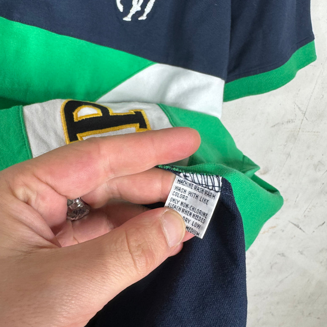 Ralph Lauren Navy/Green PRL Club Diagonal White Striipe Polo