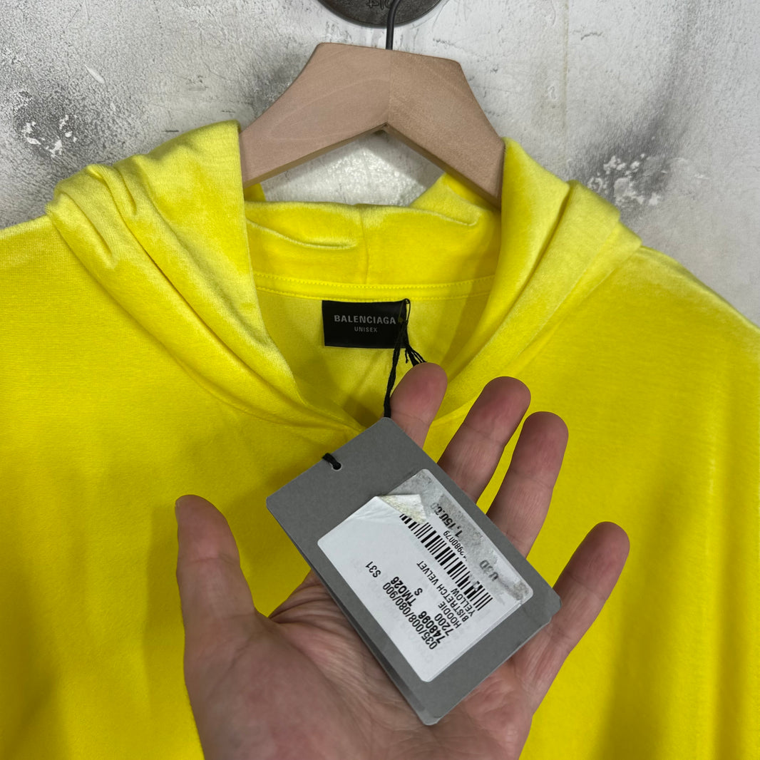Balenciaga Yellow Velour Zip Up Hoodie