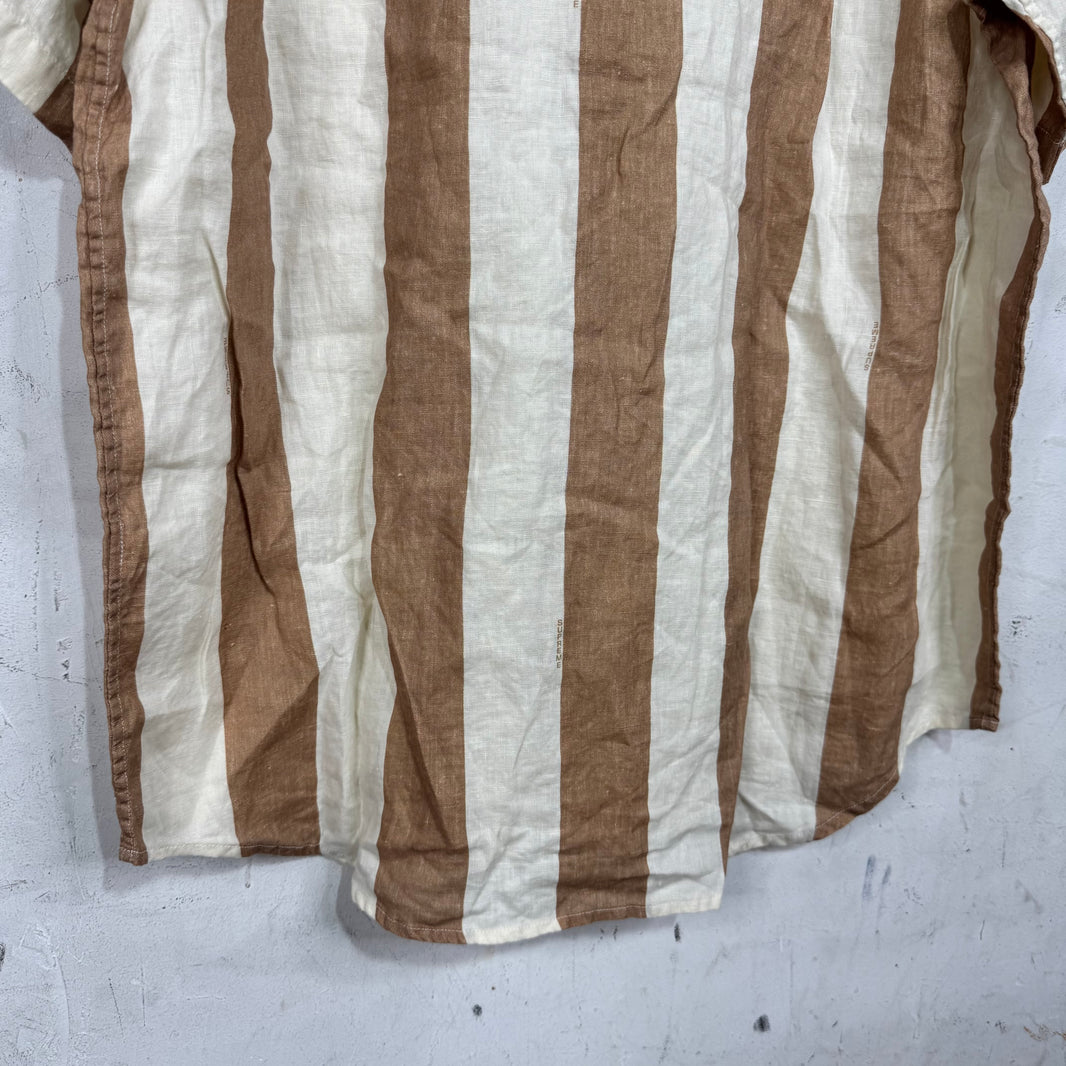 Supreme Tan/White Wide Striped Linen Shirt