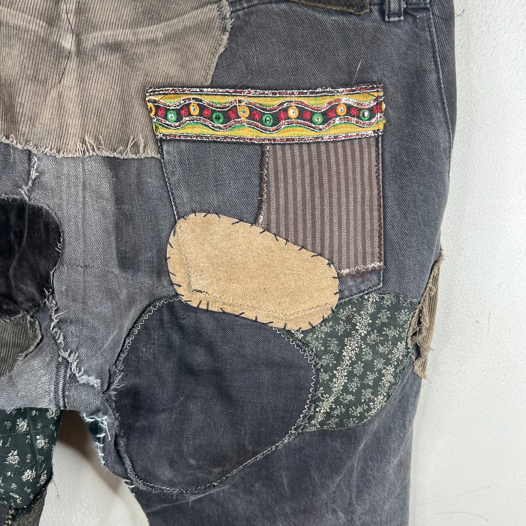 Kapital Black Patchwork Straight Denim Jeans