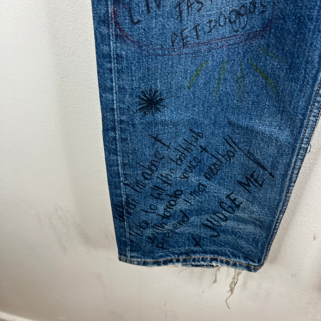 Balenciaga Dark Wash Scribble Jeans