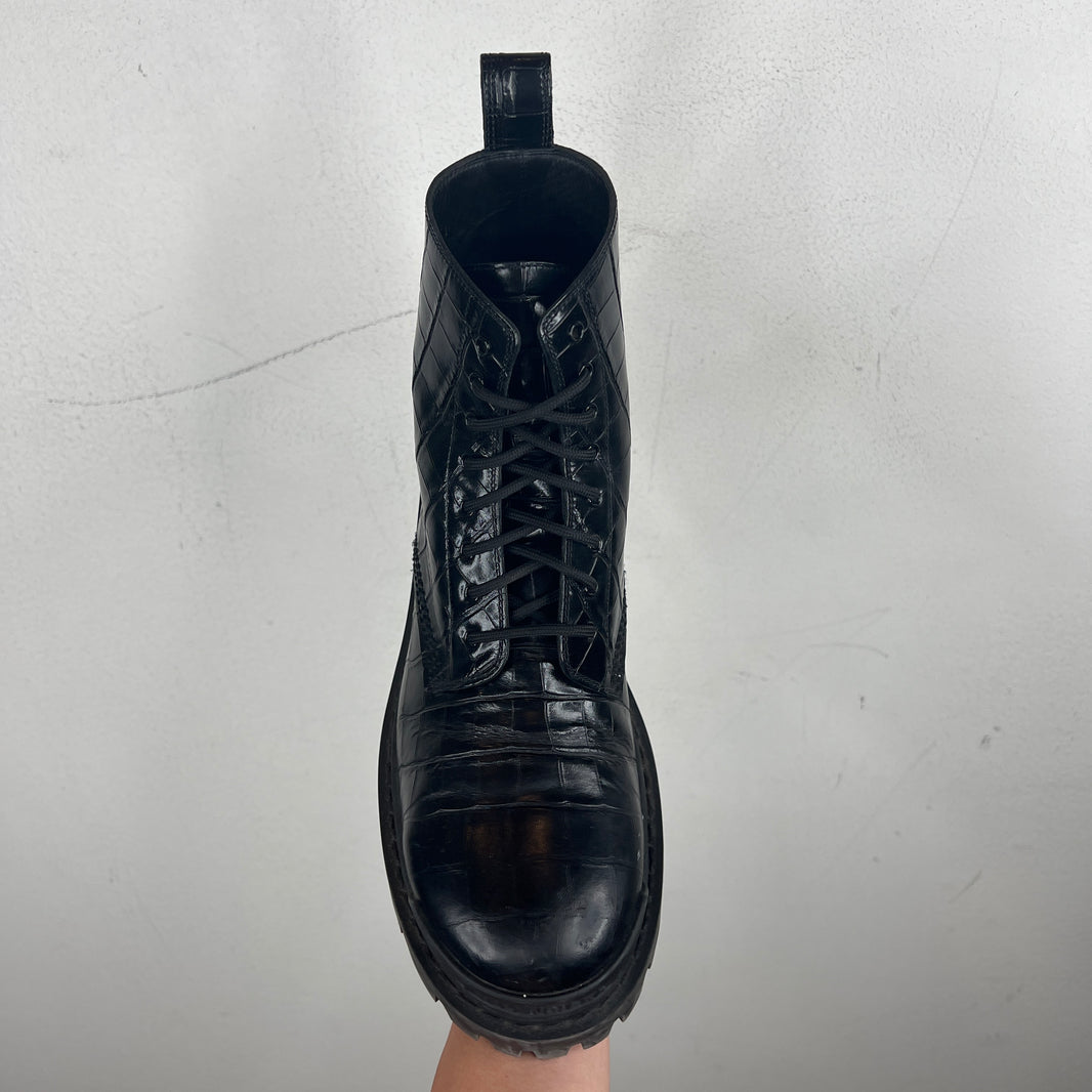 Balenciaga Croc Leather Strike Boots