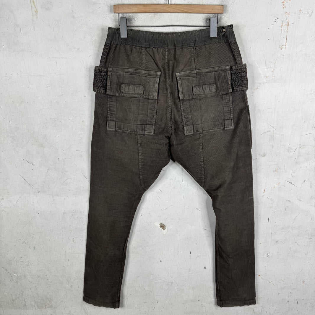 DRKSHDW Grey Corduroy Creatch Cargos