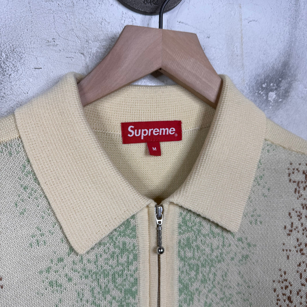 Supreme Cream Strobed Knit Cardigan Zip