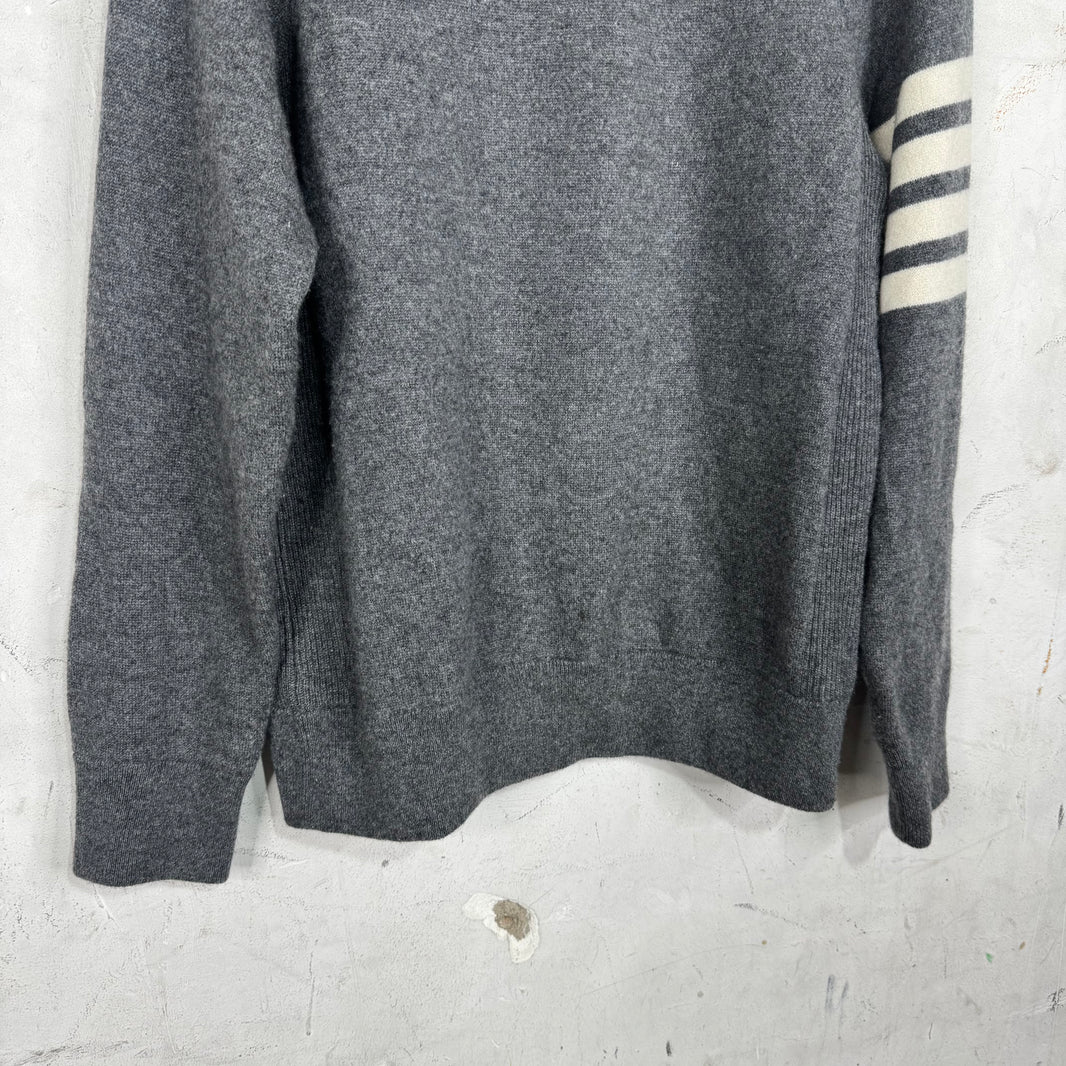 Thom Browne Grey Cashmere Striped Sweater