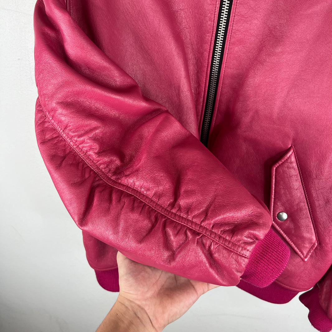 Prada Pink Oversized Nappa Leather Bomber Jacket