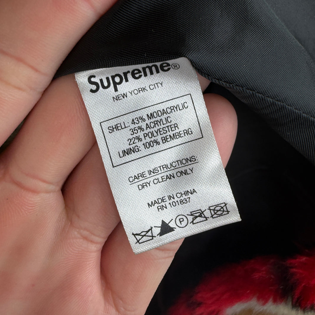Supreme JPG Checkered Faux Fur Trench Coat
