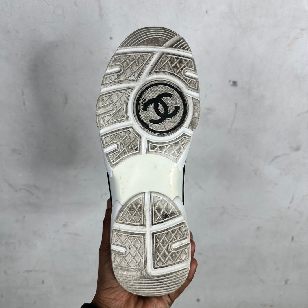 Chanel Orange High Top Double C Sneakers