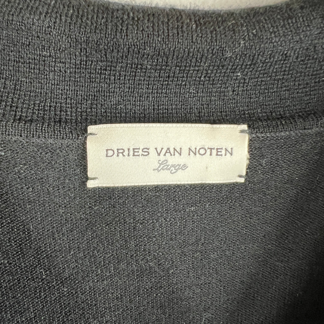 Dries Van Noten Black Wool Polo T-Shirt