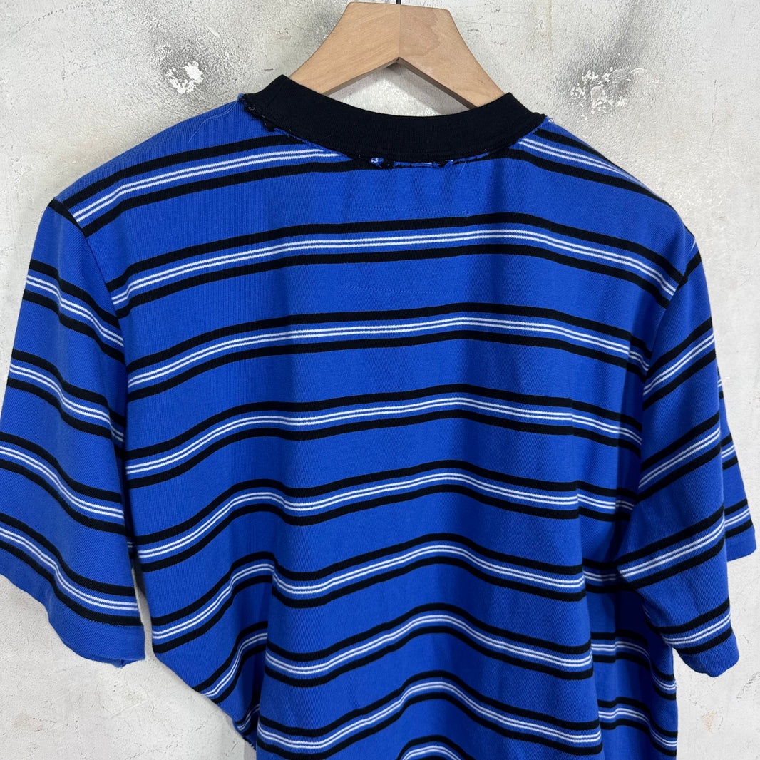 Sacai Blue Striped Asymmetrical T-Shirt