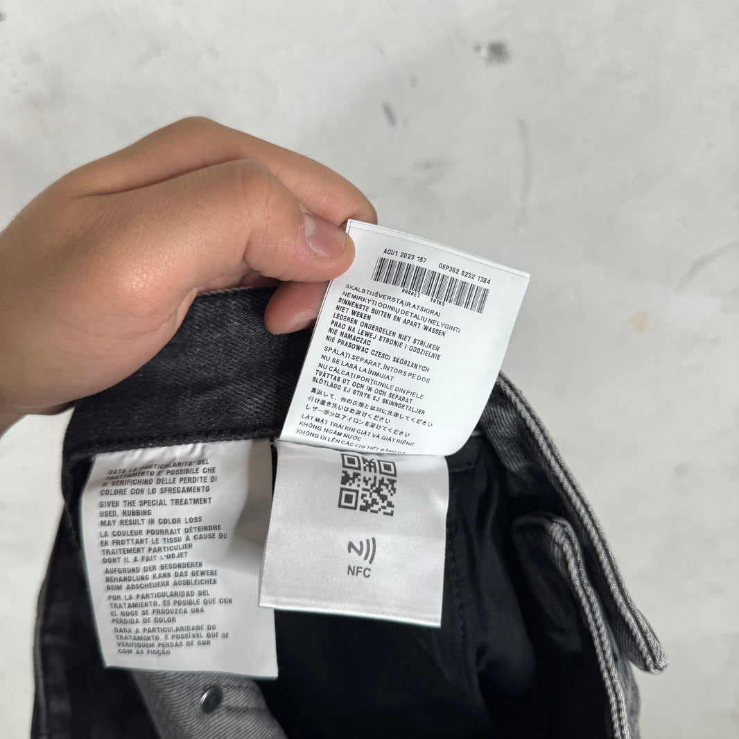 Prada Washed Charcoal Plaqued Carpenter Jeans
