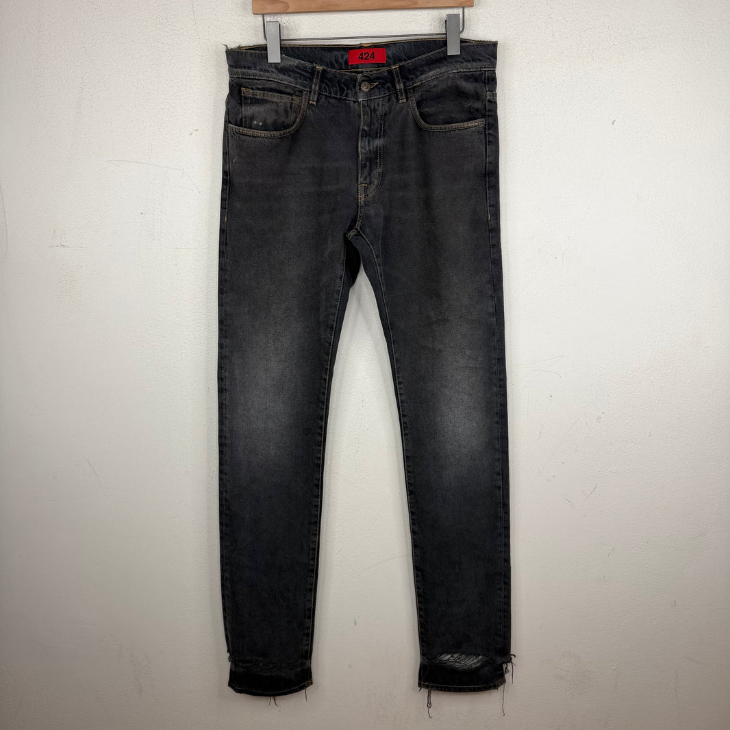 424 Black Distressed Skinny Jeans