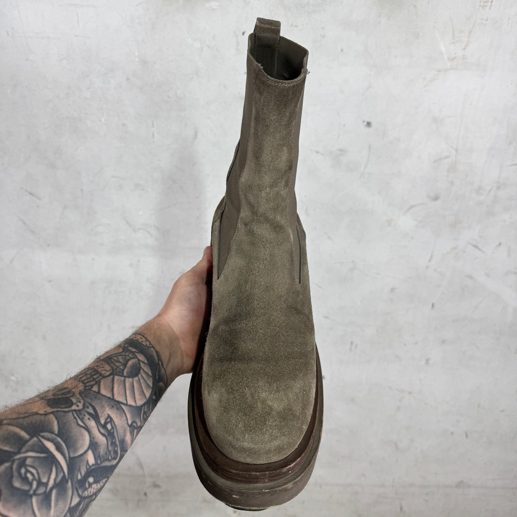 Rick Owens Suede Bogun Heel Boots