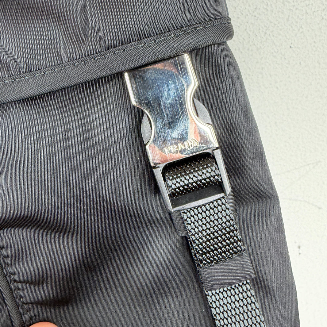 Prada Badge Buckle Nylon Cargo Pants