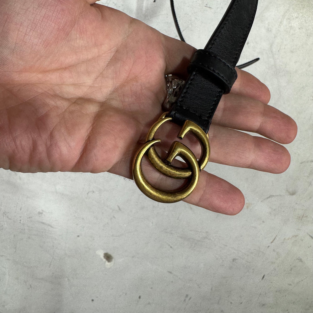 Gucci Interlock Thin Black Leather Belt