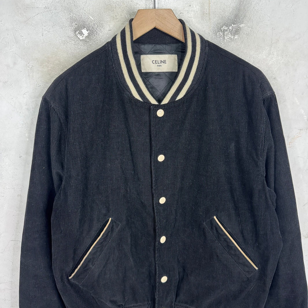 Celine Corduroy Logo Varsity Jacket