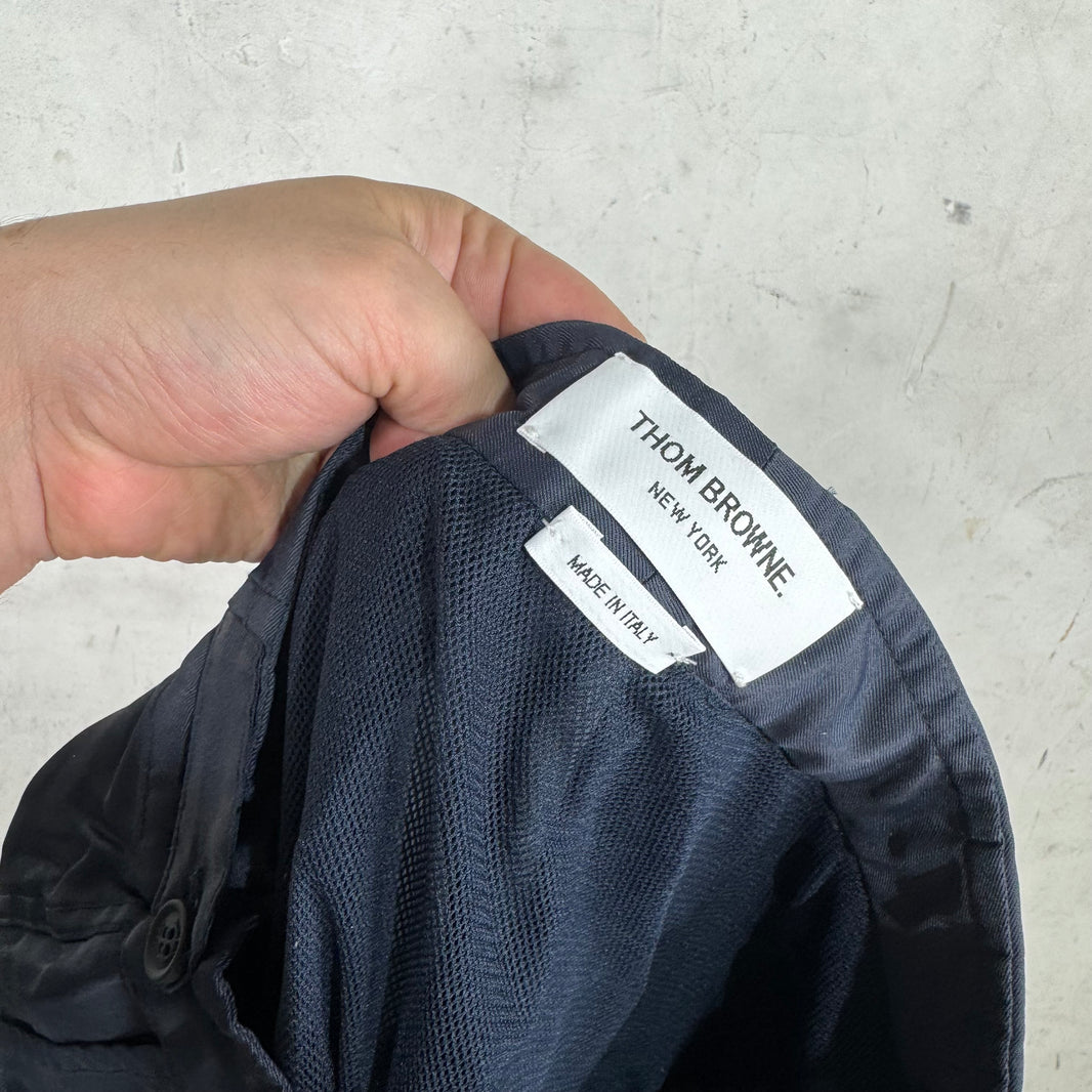 Thom Browne Navy Nylon Striped Shorts
