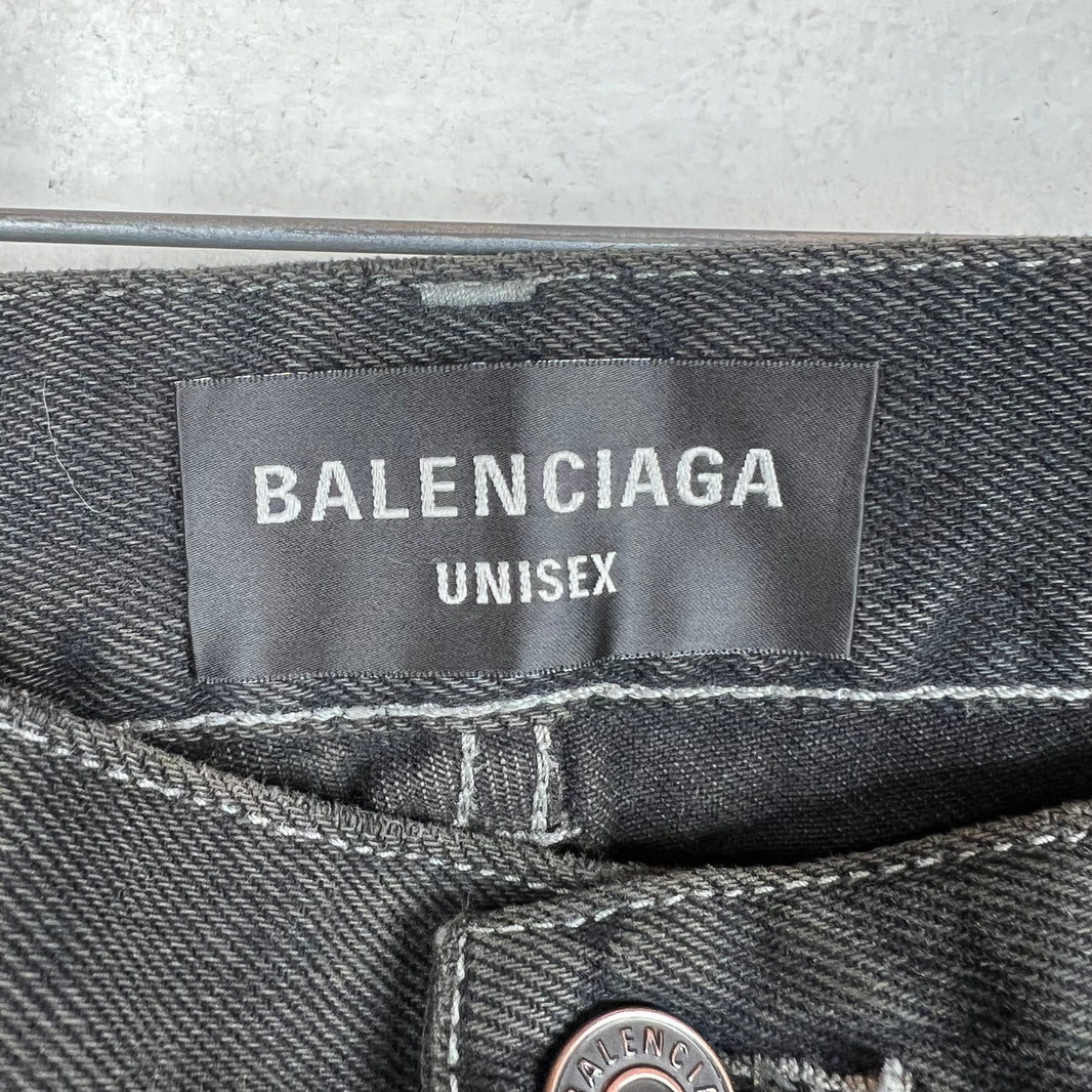 Balenciaga Distressed Black Straight Leg Jeans