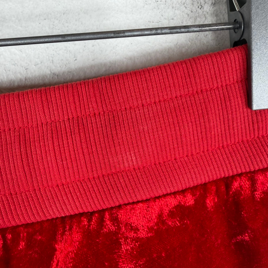 Balmain Red Velour Track Pants
