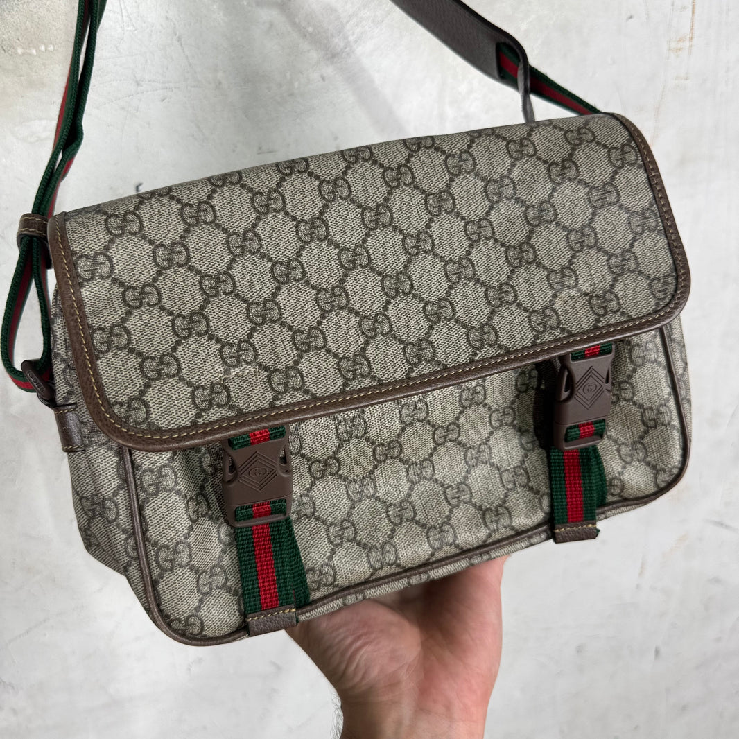 Gucci Buckled Monogram Messenger Bag