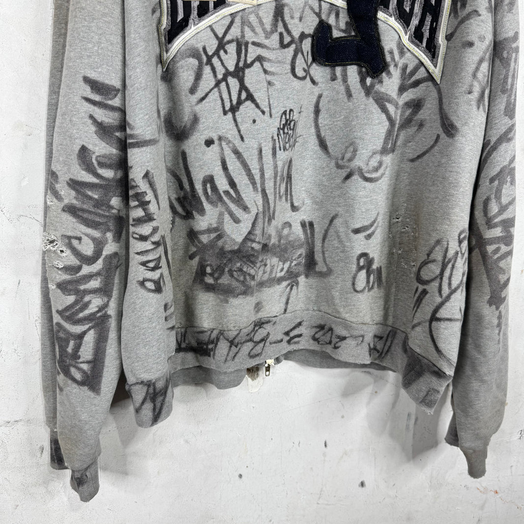 Balenciaga Grey Skater Zip Up Hoodie
