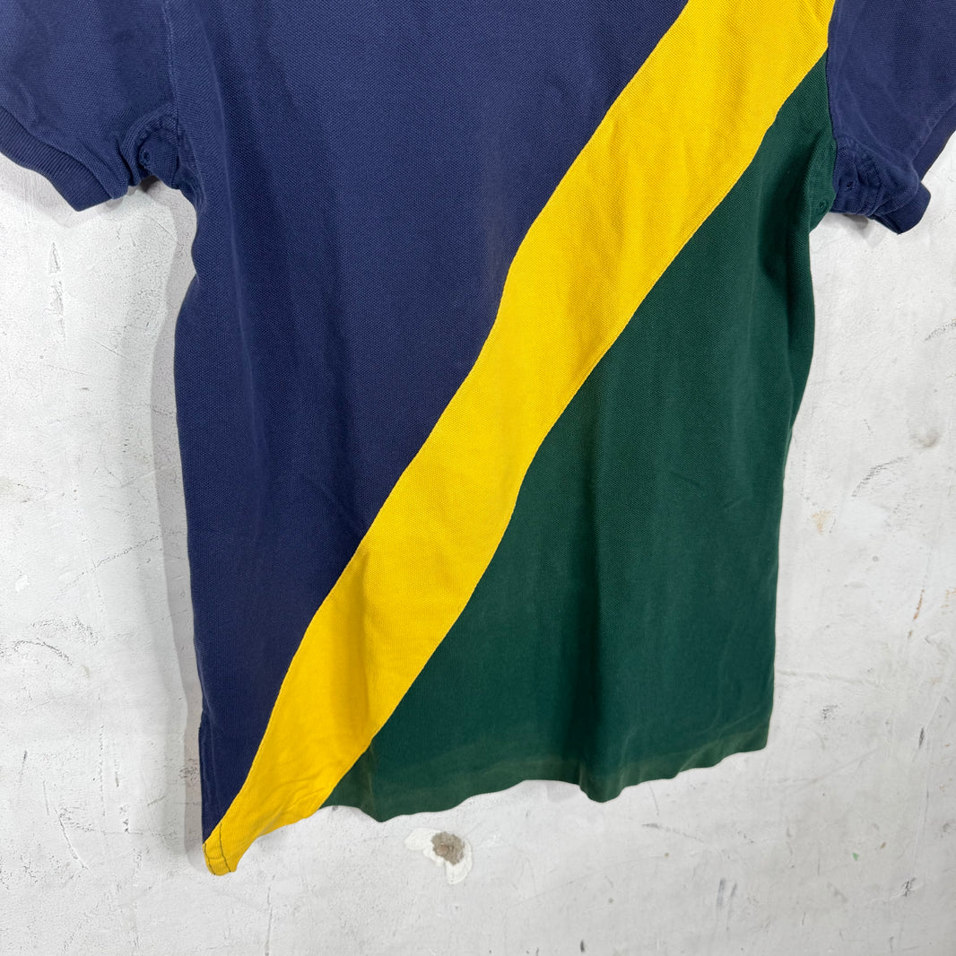 Ralph Lauren Tri Colored Paneled Yellow Big Pony Polo
