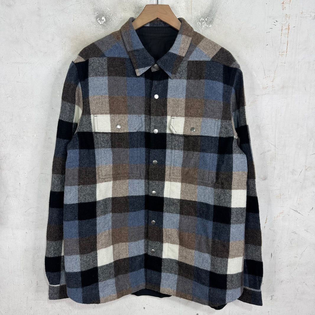 Rick Owens Porterville Wool Strapped Checkered Flannel