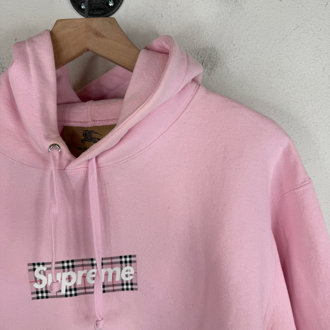 Supreme Pink Burberry Box Logo Hoodie