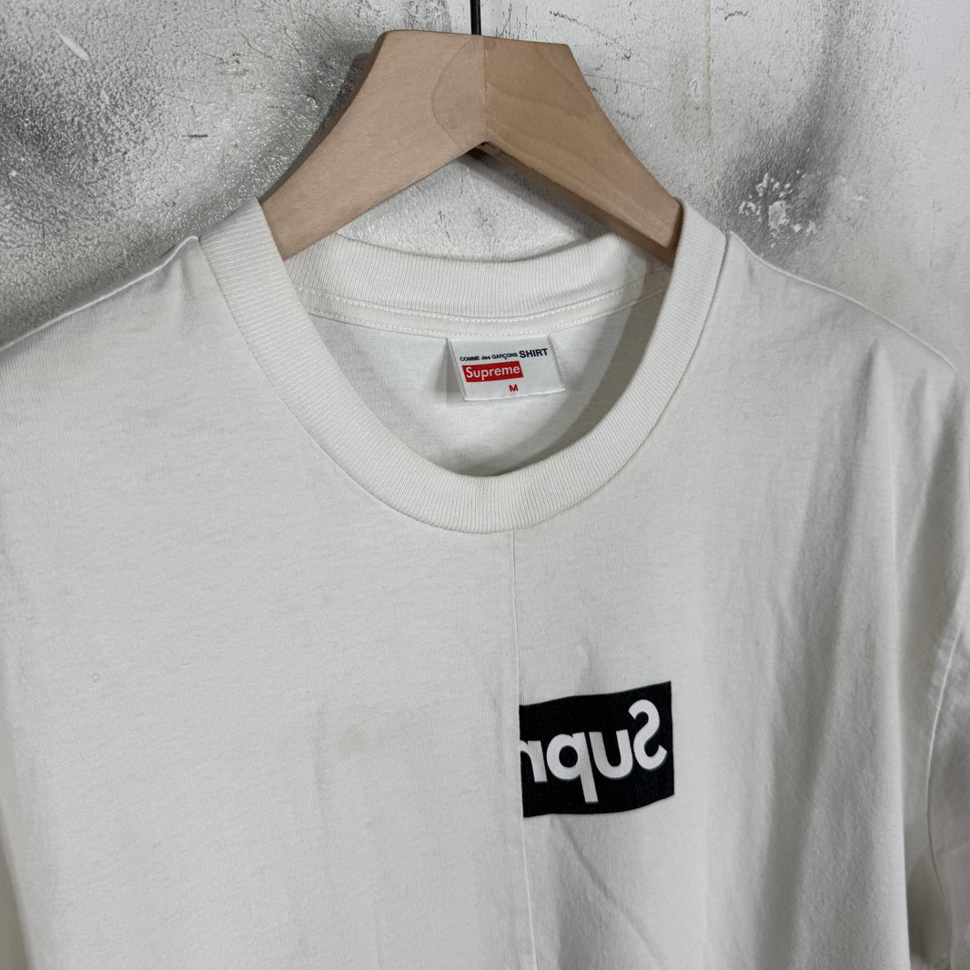 Supreme x CDG White Split Box Logo T-Shirt