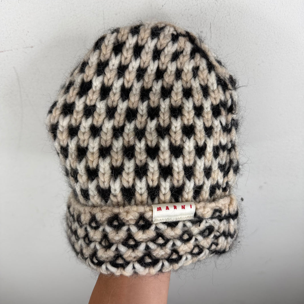 Marni Black/White Knit Beanie