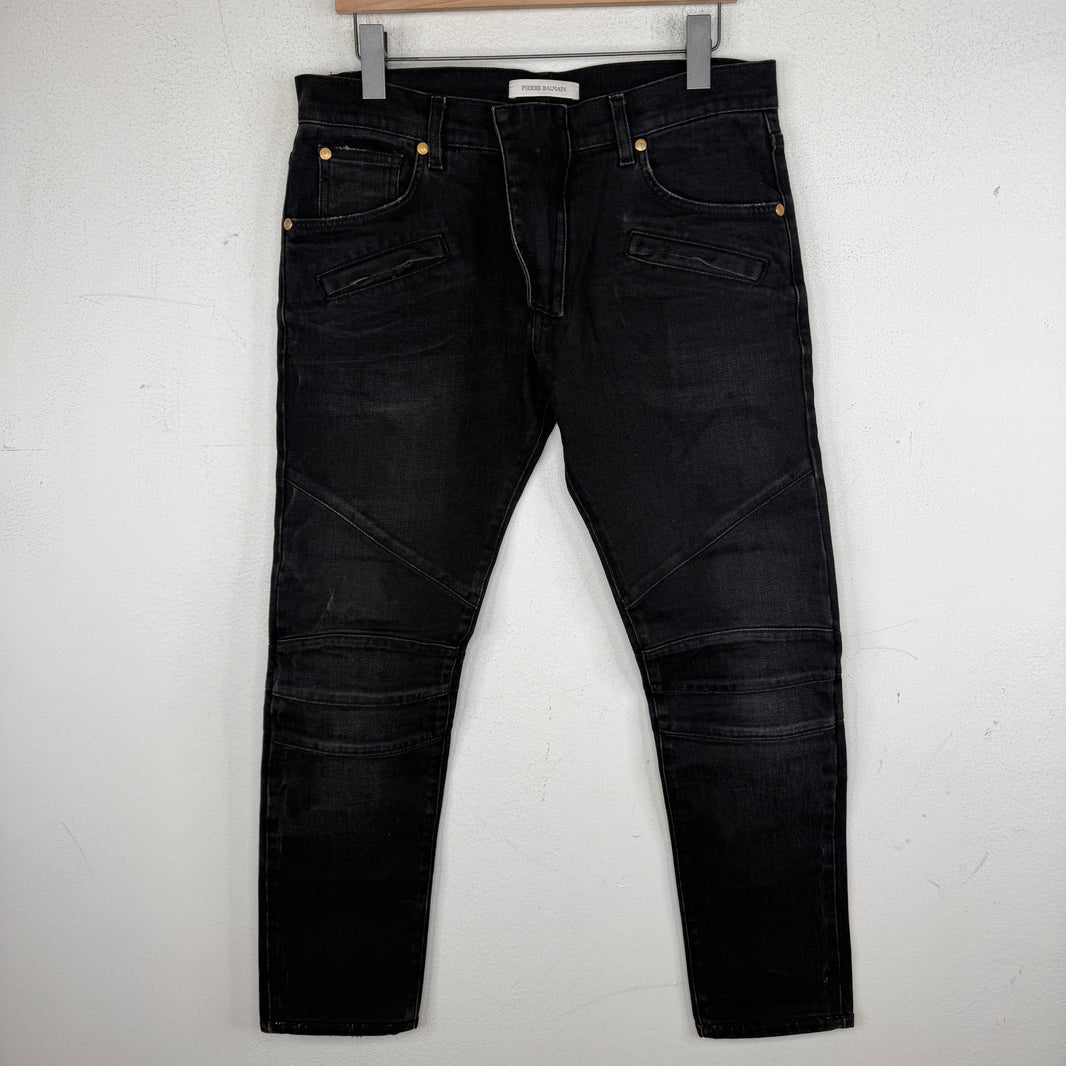 Pierre Balmain Black Skinny Biker Jeans