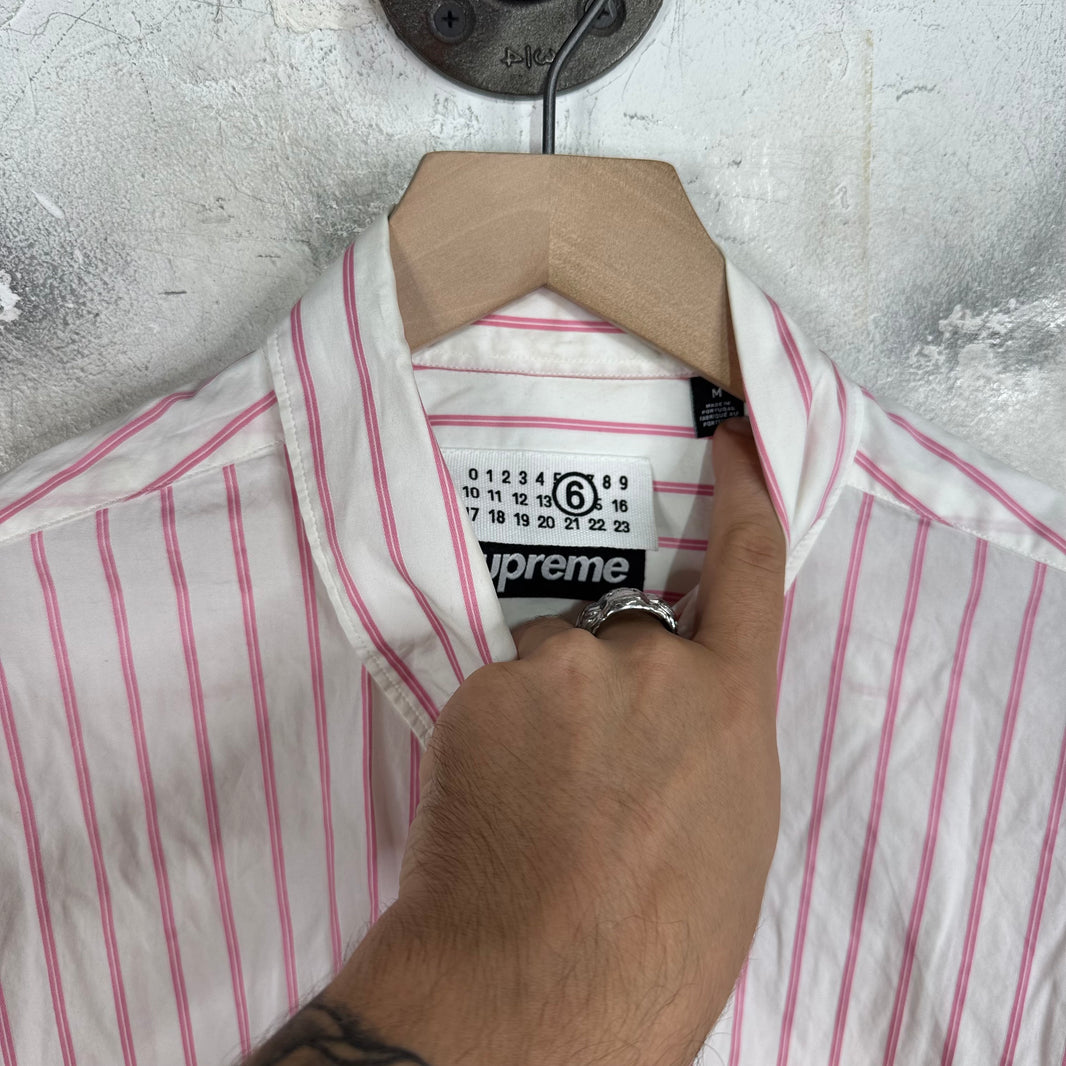Supreme x MM6 Pinstriped Pink Shirt