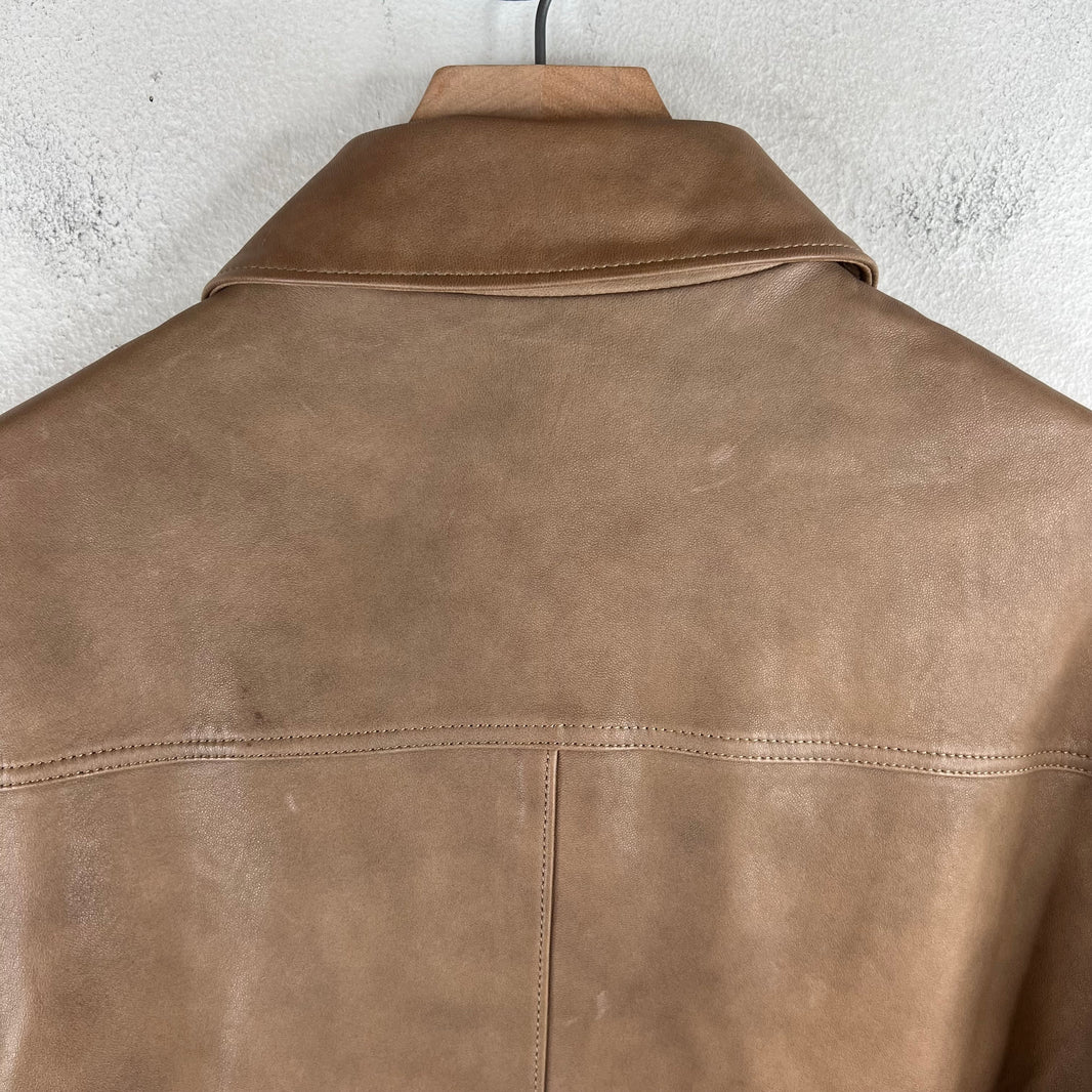 Prada Brown Nappa Lambskin Zip Shirt