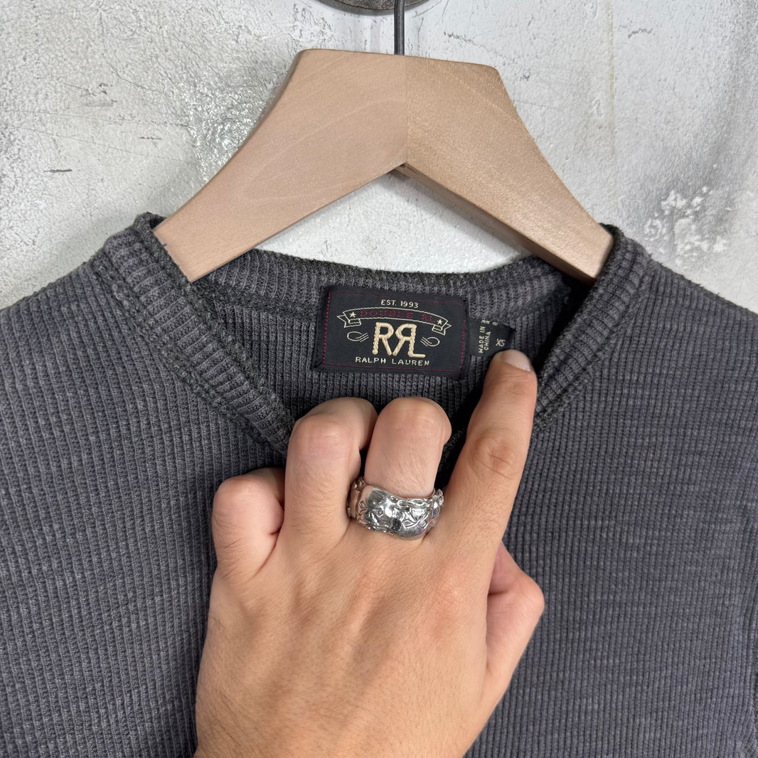 RRL Grey Waffle Henley