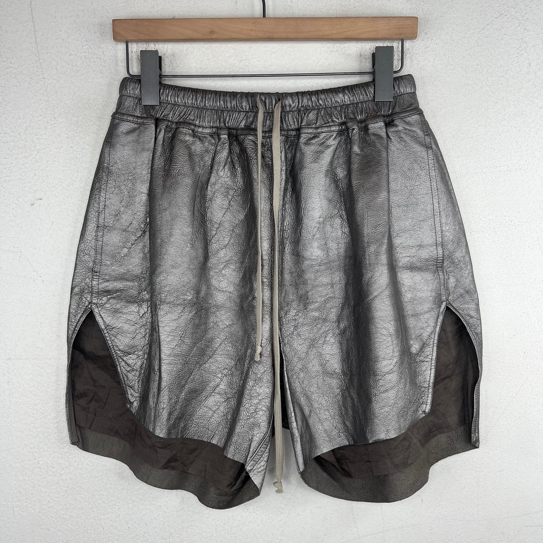 Rick Owens Leather Gunmetal Boxer Shorts