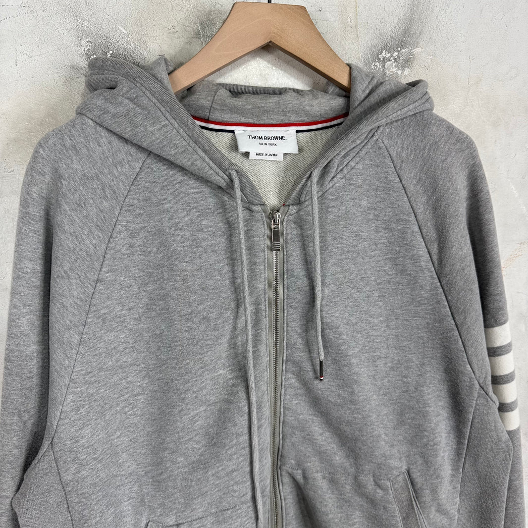 Thom Browne Grey Zipped Hoodie