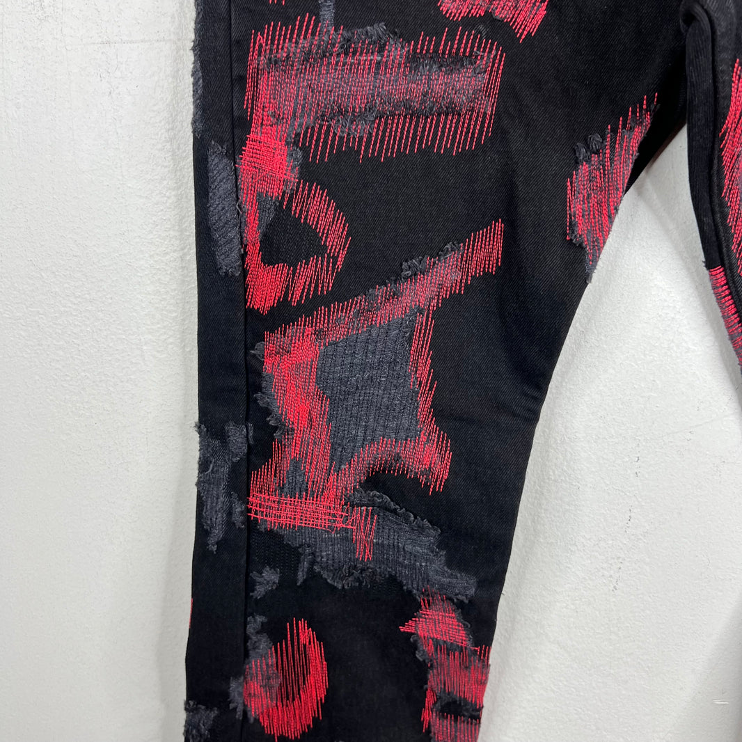 Endless Denim Black/Red Spellout Jeans