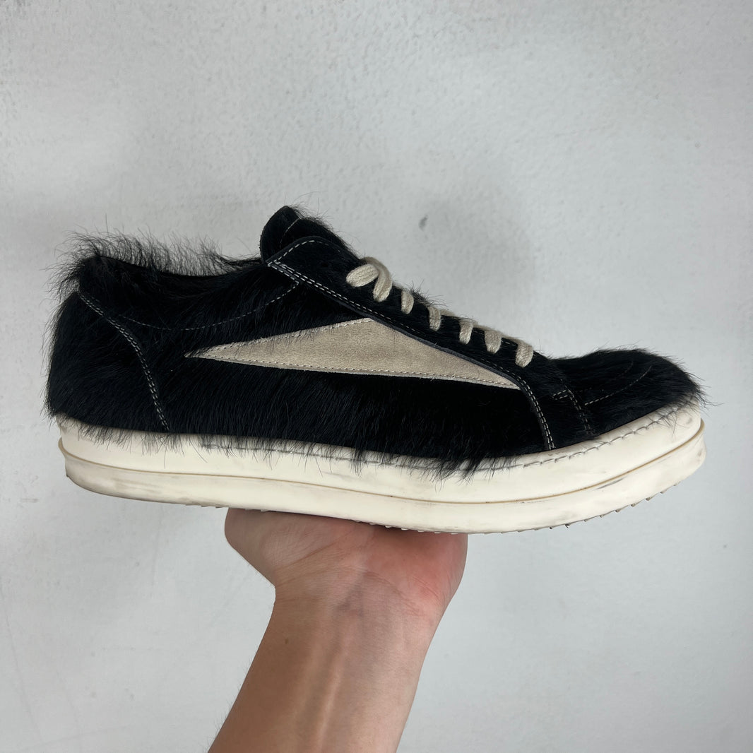 Rick Owens Black Ponyhair Vintage Sneakers
