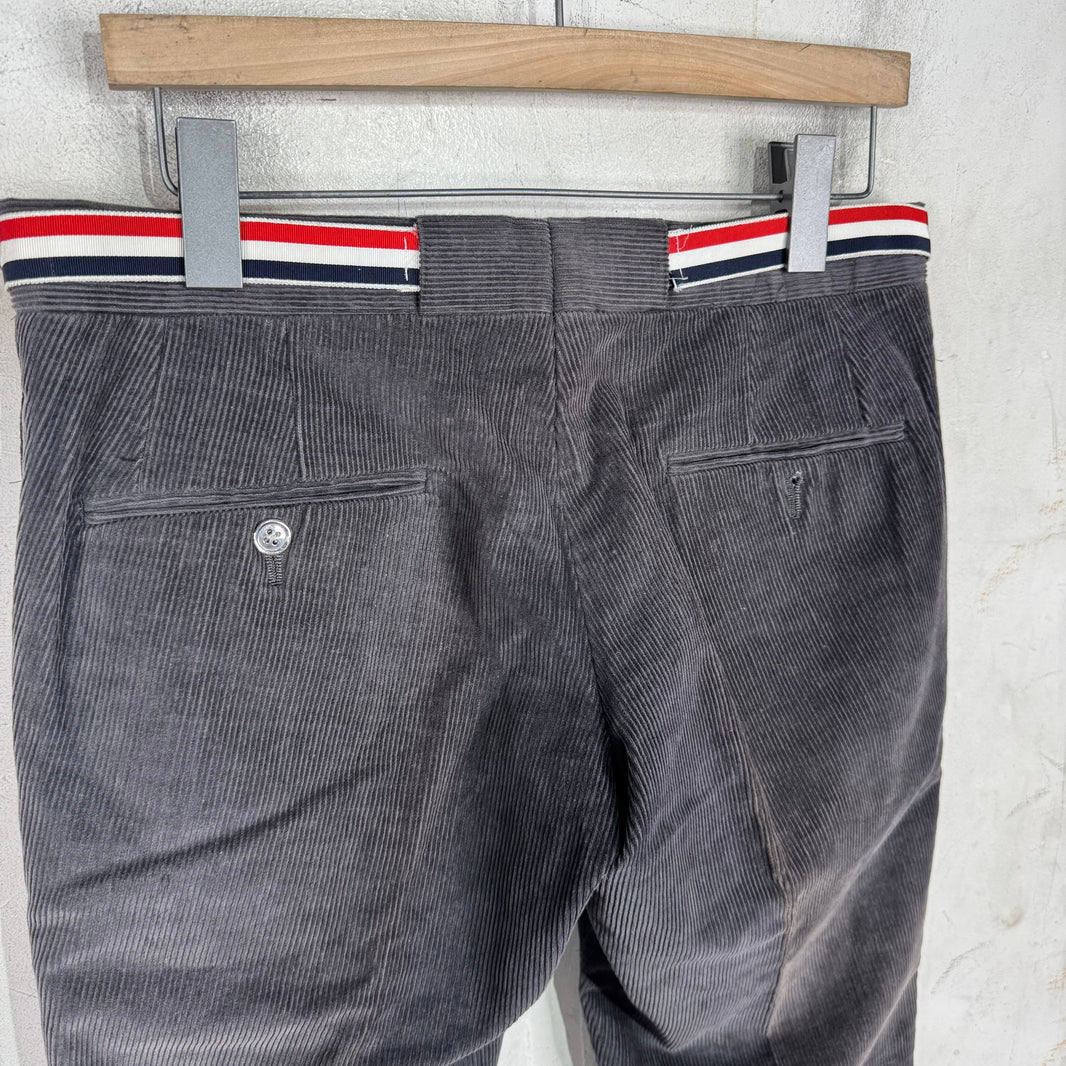 Thom Browne Dark Grey Striped Corduroy Trousers