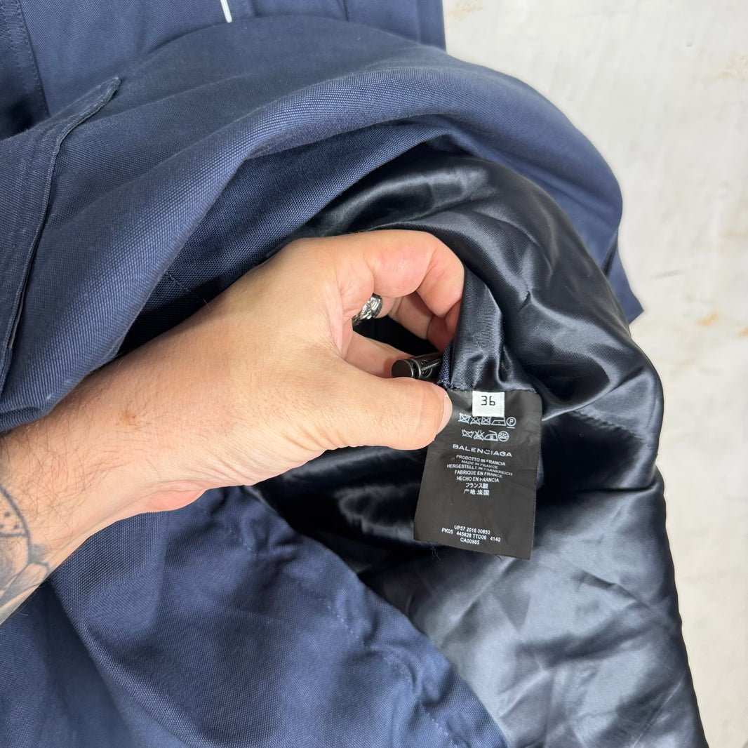 Balenciaga Navy Long Swing Parka Jacket